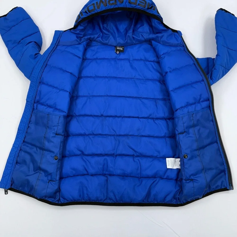 Under Armour Pronto Colorblock Puffer Jacket Boy Medium Youth Hooded Winter Coat